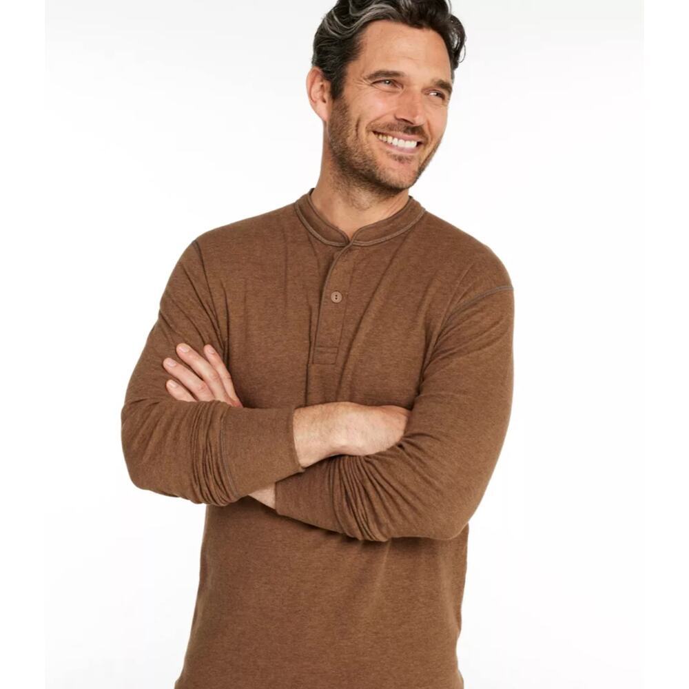 L.L. Bean Men's Two Layer River Driver's Shirt Traditional Fit Henley Wool Large